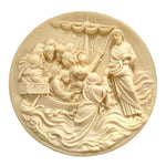Studio Dante Di Volteradici Christ Walks Water Alabaster Plate 8.5" 1985 NIB