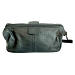DOPP Black Satin Cowhide Leather Travel Bag Toiletries Case Mens Excellent