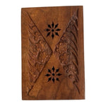 Vintage Brown Wooden Jewelry Box Hand Carved 4x1.5x6" Trinket Storage Keepsake