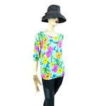 Joseph A Women's Multicolor Floral Silk Blouse XL 85% Silk 3/4 Sleeve Crew VG