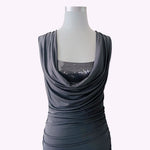 Laundry by Design Black Cowl Neck Sequin Drape Midi Dress 6 Sleeveless $158