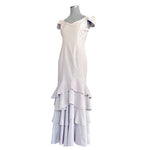 NICOWA Gray Ruffle Hem Fit Flare Maxi Dress Zip Back Evening Gown Size S-M