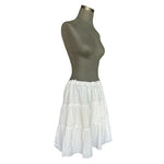 Merona Women’s White Cotton Tiered Midi Skirt Ruffled Knee-Length Size M