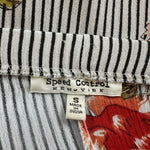 Speed Control NY Women's Off Shoulder Floral Stripe Mini Dress S Knot Sleeve EXC
