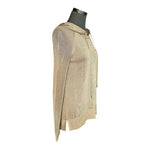 Michael Kors Lurex Gold Metallic Mesh Crochet Knit Hooded Pullover Womens Sz S