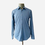 HUGO BOSS Dusty Blue Cotton Slim Fit Button Front Long Sleeve Dress Shirt 16.5