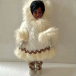 Vintage Alaska Inuit Girl Doll 8" Handmade Souvenir Blinking Eyes Collectible VG