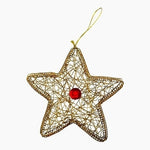 Vintage Star Gold Wire Rhinestone Christmas Tree Ornament 5"x5" Artisan Crafted