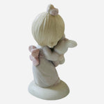 Vintage 1978 Enesco Jesus Loves Me Girl w/ Rabbit Porcelain Figurine 5" Thailand