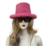 Vintage BETMAR Hot Pink Straw Bucket Hat Women Beach Sun Protection One Size