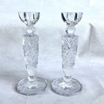 Noble Excellence 24% Lead Crystal Candlesticks 10" Pair Czech Republic Vintage