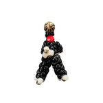 Vintage Artisan Black Bead Poodle Figurine 2" Handcrafted Metal Wire Dog Statue
