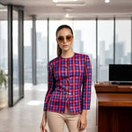 First Editions Plaid Blazer Pink Blue Purple Women’s Button Front Jacket 8P NWT