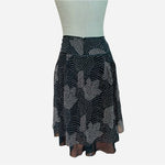 THE LIMITED Black White Floral Dot Silk Skirt Knee Length Women Size 10 Sheer VG