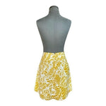 Ann Taylor LOFT Yellow White Leaf Print Linen Blend Mini Skirt Size 8