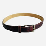 Vintage Christian Dior Burgundy Brown Aniline Leather Gold Buckle Womens Belt 32
