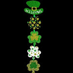 St Patrick's Day Welcome Sign Glitter Green Shamrock Hanging Decoration 24" New