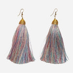 Multicolor Tinsel Tassel Earrings Gold Tone Fish Hook Costume Jewelry New