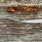 Belldini Gray Gold Lurex Knit Duster Cardigan Open Front Women M 33" VG
