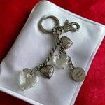 Vintage Kathy Van Zeeland Silver Tone Key Chain 3" Hearts Bag Charm Zinc Alloy
