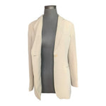 EMPORIO ARMANI Womens Blazer 40 Beige Single Button Mesh Texturd Jacket Designer