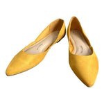 Time And Tru Yellow Gold Velvet Point Toe Ballet Flats Slip On Shoes 8.5 NWOT
