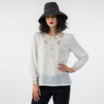 Vintage Montare San Marino Crochet Lace Blouse M Petite White Floral NWT Japan