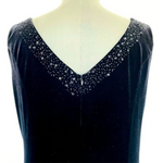 JESSICA HOWARD Womens Dress 12 Black Velvet Beaded Embroidered Maxi Evening EXC