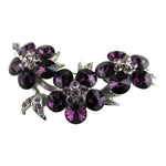 Charter Club Silver Tone Purple Clear Crystal Flower Brooch 2" Pin NIB