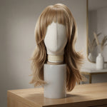 Vivica Fox Pure Stretch Cap Long Layered Golden Brown Wig 20" Bangs Unused
