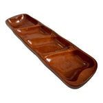 Vintage Hand Carved Mahogany Wood 4 Compartment Serving Tray 19.5" Condiment VG