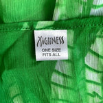 HIGHNESS Womens Swim Cover Up One Size Green White Sheer Tunic Beach Dress EXC