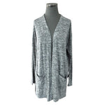 OLD NAVY Gray Long Cardigan Open Front Duster Women M 33" Knit Blazer VG