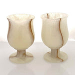 Vintage Onyx Stone Wine Glasses 2x5" Natural Stone Set Collectible NIB