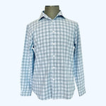 Michael Kors Men's Blue Plaid Slim Fit Button Down Dress Shirt L 16.5 34/35 EXC