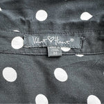 Velvet Heart Rayon Button Front Shirt Black White Polka Dot Long Sleeve Sz M VG