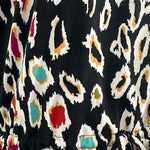 NICOLE MILLER Black One Shoulder Ruffle Bodycon Dress Sz M Multicolor Spotted VG