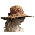 Vintage Bucket Hat LIZ CLAIBORNE Women's Beige Woven Beach Hat Wide Brimmed Hat