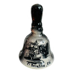 Vintage El Baratillo Bell GTO Mexico Black & White Glazed Ceramic Souvenir Bell