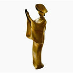 Rare Vintage Geisha Bronze Statue 10" Awa Odori Dancer Japanese Gold Figurine VG
