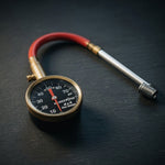 Vintage Donkey 4x4 Tire Gauge 0-80 PSI Brass Red Hose Flexible Chuck VG