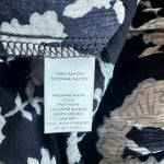 LOFT Navy Blue Floral Off Shoulder Blouse Sz M Bell Sleeve Ruffle Top 100% Rayon