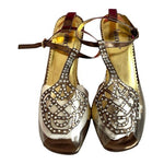 AMANDA Martini Metallic Gold Rhinestone Clear Heel Sandals Women’s 36 5.5 NIB