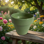 Norcal Sage Green Glazed Ceramic Flower Pot Planter 5.5"x5" Round G+