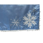 Set of 4+1 Embroidered White Snowflakes Blue Satin Placemats Christmas Decor