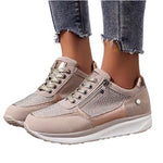 New Metallic Gold Tan White Zip Up Lace Up Bandage Trainers Women’s Size 6