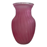 Matte Pink Ribbed Glass Vase 8" Tall Floral Display Vintage Style