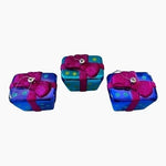 Pier 1 Gift Christmas Ornament Set 4" Polka Dot Glitter Pink Purple Gold Green