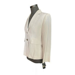 Kasper Women's Cream Textured Stripe Blazer 8P Button Front Petite NWT $153