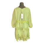 Pretty Angel Light Green Lace Embroidered Sheer Silk Women’s Blouse XL NWT
